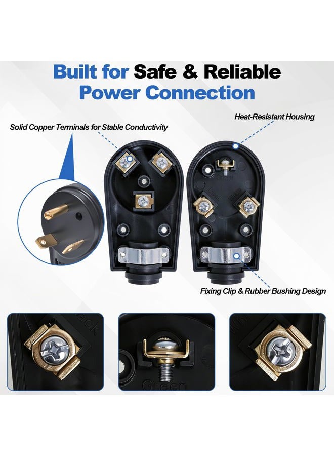 Wadoy 30 Amp RV Plug Set, Male & Female 30A/125V Replacement Plugs with Pull Handle – Heavy-Duty Heat-Resistant Housing, Fits Standard TT-30P RV Power Cords (55245) - Image 5