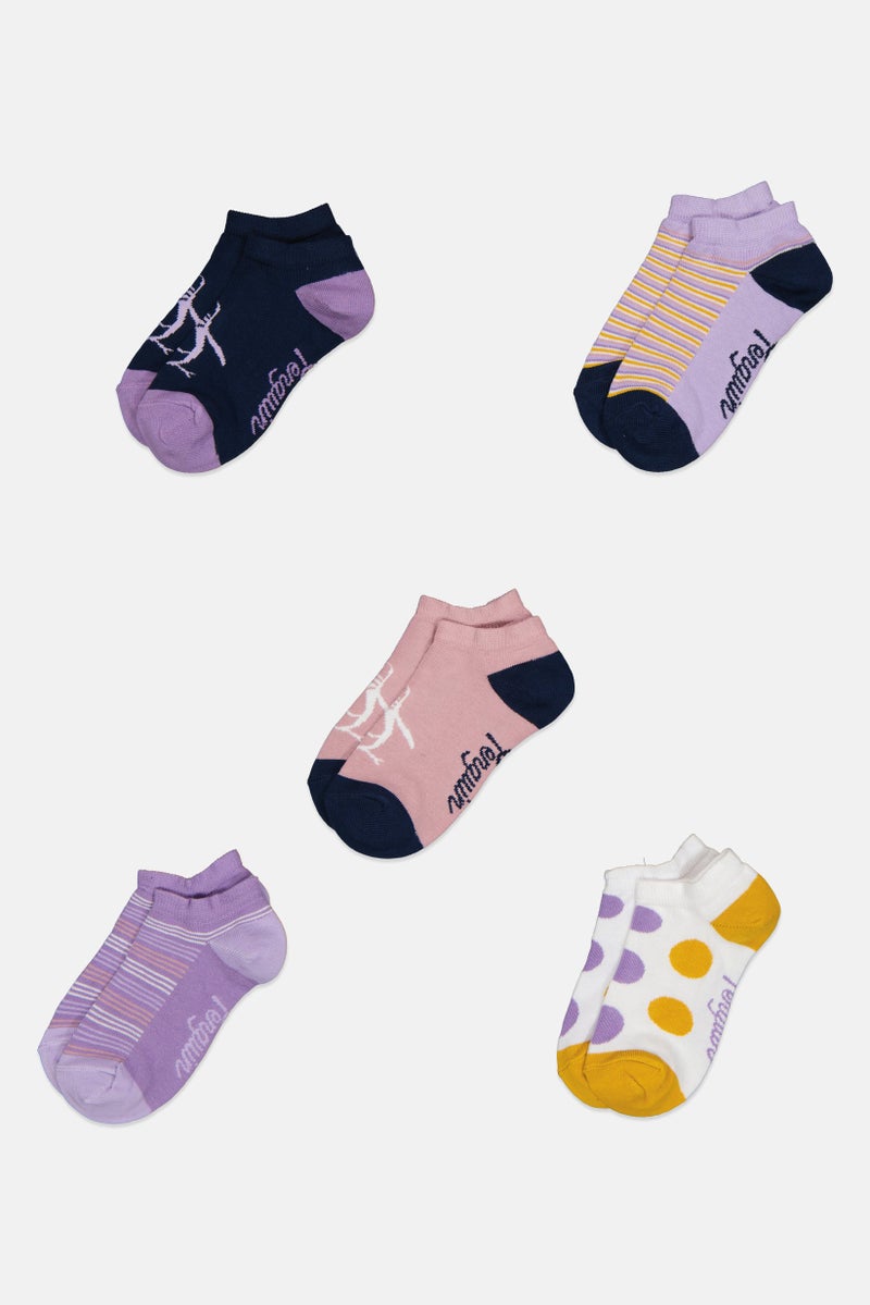 Original Penguin Kids Girl 5 Pairs Stripes Ankle Socks, Multicolor - Image 3