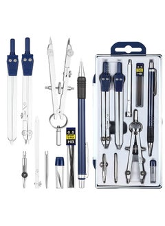 KASTWAVE Math Geometry Circle Kit, 13 Pieces Set Metal Compass Geometry Precision Tool Set, KASTWAVE Circle Drawing Tools Rulers Protractors for Architects Engineers Students, for Drafting and Drawings  - Image 1