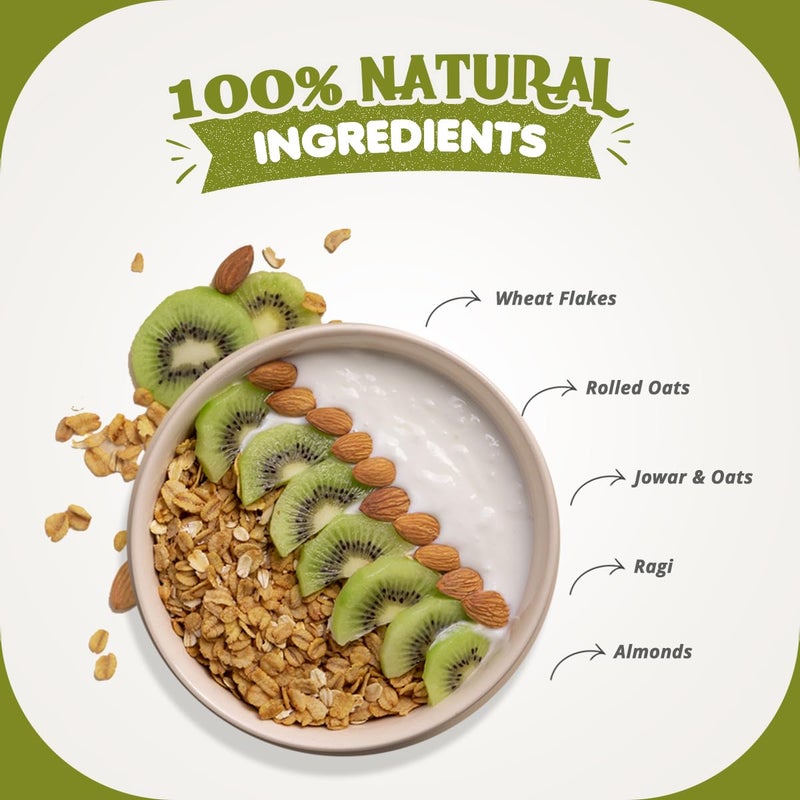GAIA Crunchy Diet Muesli - Low-Calorie, Protein Rich, High-Fiber Muesli Cereal Serves As A Healthy And Nutritious Breakfast Option With Zero Added Sugar. 1Kg Jar Pack - No Added Flavor - Image 4