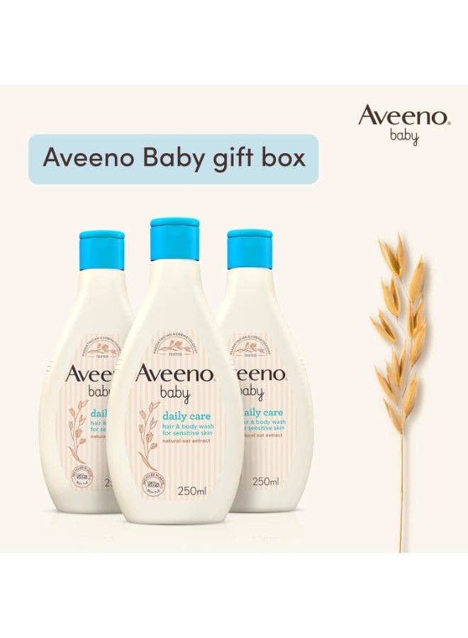 Aveeno Baby Daily Care Hair and Body Wash Gift Box, 250ml, Pack of 3, Gentle Formula for Newborns and Toddlers - Image 3