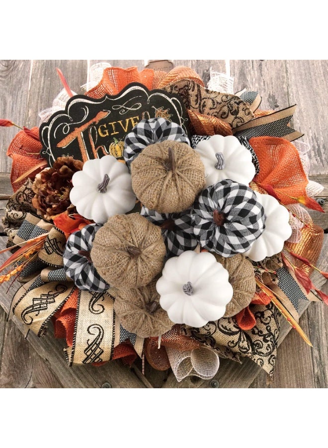 Artificial Velvet Pumpkins 12PCS, Fabric Artificial Craft Pumpkin Tabletop Decoration for Fall Home Farmhouse Harvest Party Decorative Halloween Christmas - Image 5