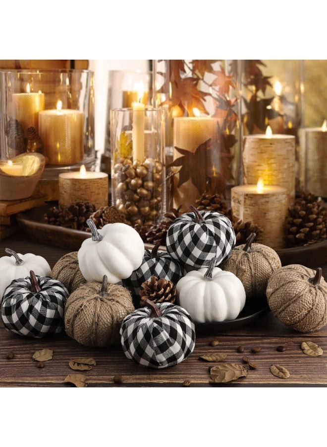 Artificial Velvet Pumpkins 12PCS, Fabric Artificial Craft Pumpkin Tabletop Decoration for Fall Home Farmhouse Harvest Party Decorative Halloween Christmas - Image 4