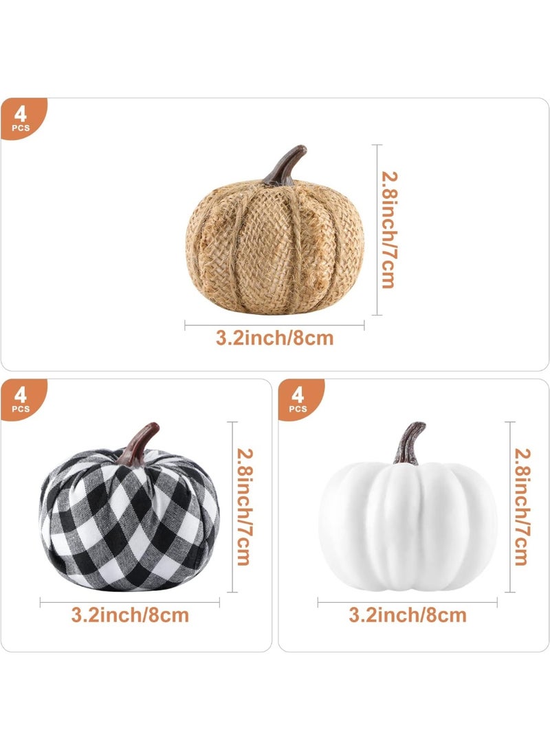 Artificial Velvet Pumpkins 12PCS, Fabric Artificial Craft Pumpkin Tabletop Decoration for Fall Home Farmhouse Harvest Party Decorative Halloween Christmas - Image 2