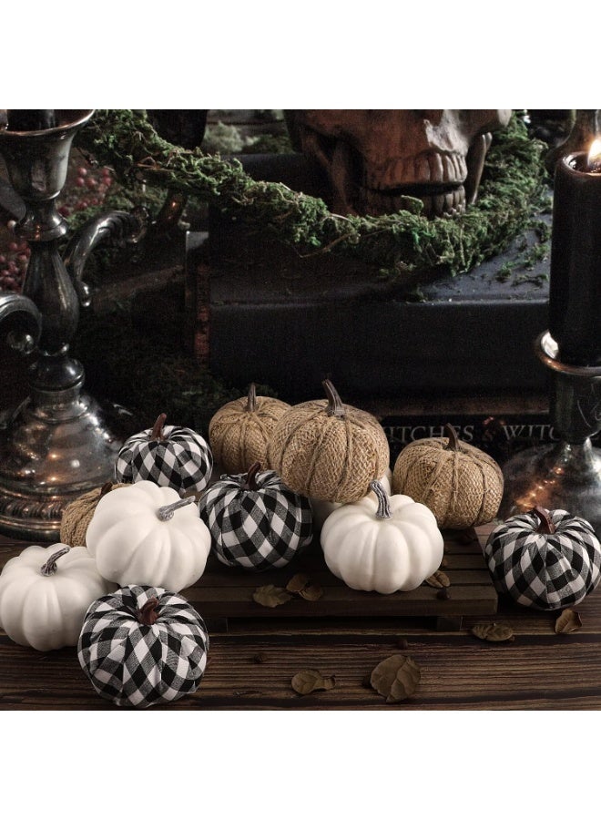 Artificial Velvet Pumpkins 12PCS, Fabric Artificial Craft Pumpkin Tabletop Decoration for Fall Home Farmhouse Harvest Party Decorative Halloween Christmas - Image 3