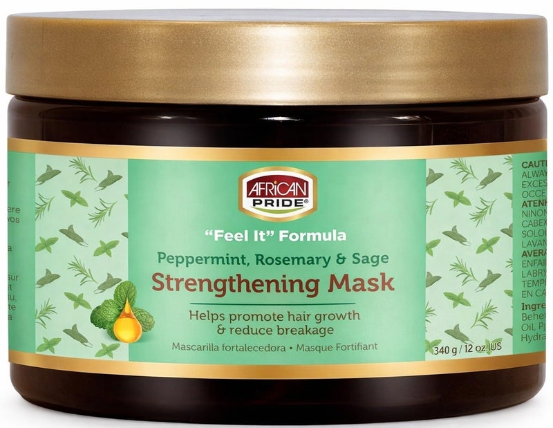 African Pride Feel It Formula Peppermint, Rosemary & Sage Strengthening Mask 340g – Promotes Hair Growth & Reduces Breakage - Image 1