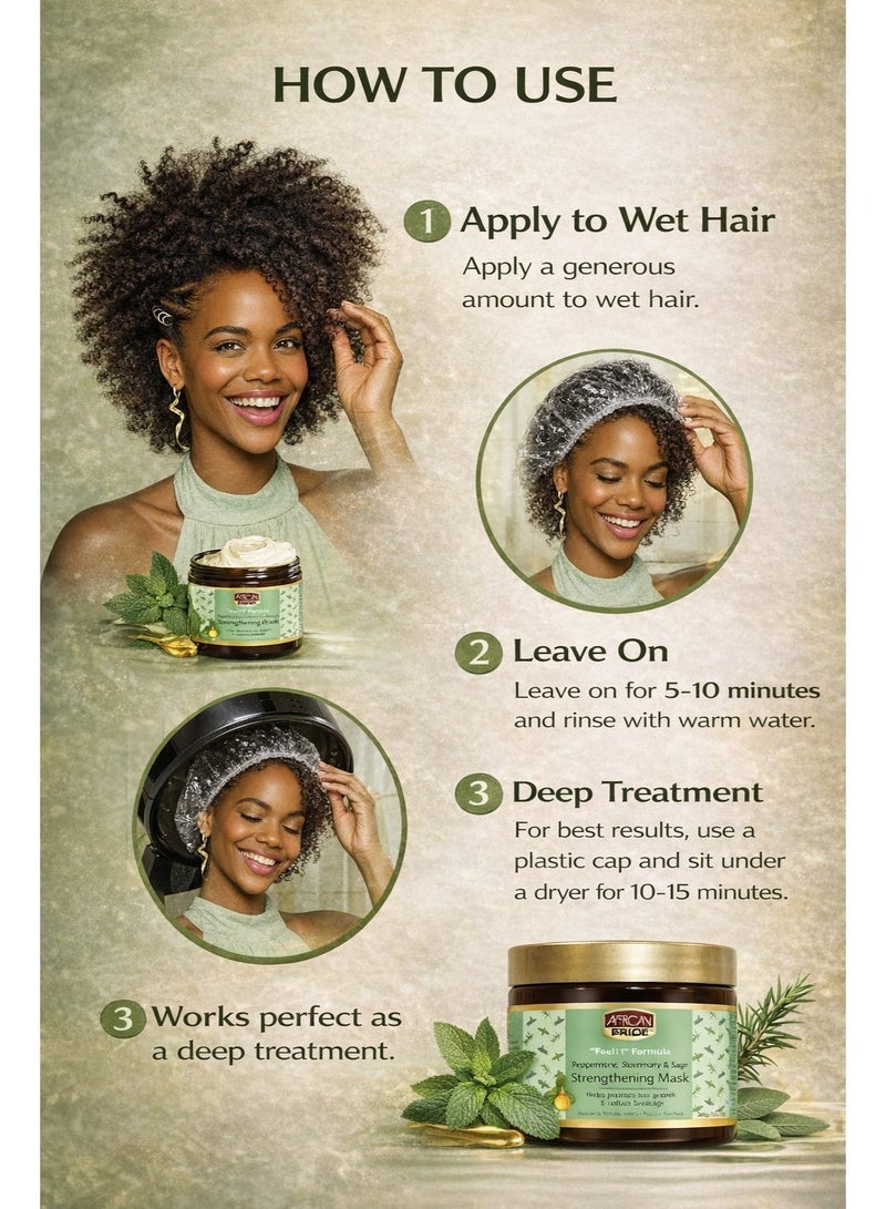 African Pride Feel It Formula Peppermint, Rosemary & Sage Strengthening Mask 340g – Promotes Hair Growth & Reduces Breakage - Image 5