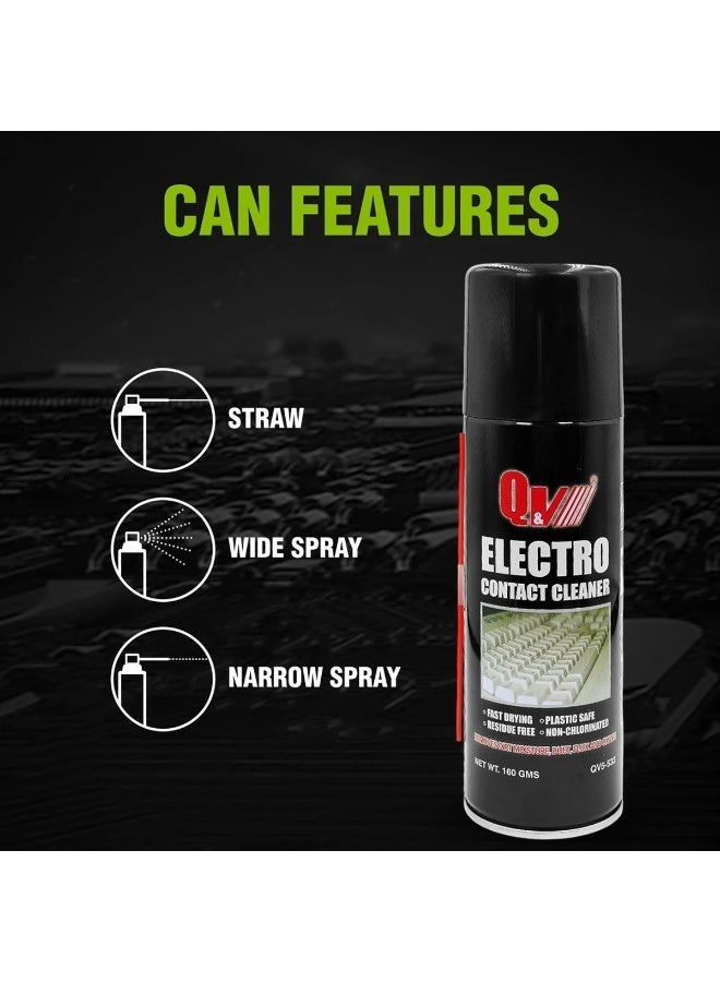 Q&V Electro Contact Cleaner Spray 160GMS QV5-533 – Fast Drying Residue Free Electrical Contact Cleaner for Circuit Boards, Switches, Relays, Connectors, Automotive Electronics, Plastic Safe Non-Chlorinated Cleaner - Image 2