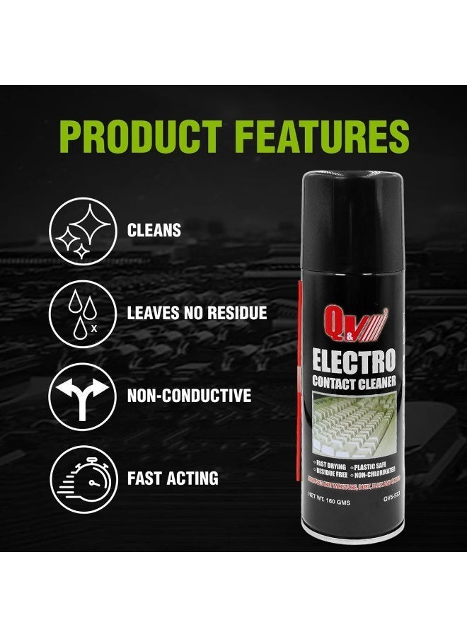 Q&V Electro Contact Cleaner Spray 160GMS QV5-533 – Fast Drying Residue Free Electrical Contact Cleaner for Circuit Boards, Switches, Relays, Connectors, Automotive Electronics, Plastic Safe Non-Chlorinated Cleaner - Image 3