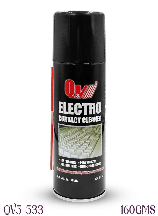 Q&V Electro Contact Cleaner Spray 160GMS QV5-533 – Fast Drying Residue Free Electrical Contact Cleaner for Circuit Boards, Switches, Relays, Connectors, Automotive Electronics, Plastic Safe Non-Chlorinated Cleaner - Image 1
