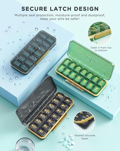 Acedada Pill Organizer 2 Times A Day, 7 Day Am Pm Pill Box - Acedada Weekly Pill Organizer Twice A Day, Portable Removable Daily Medicine Container Dispenser Case for Vitamin Fish Oil Supplement, Black Grey - Image 5
