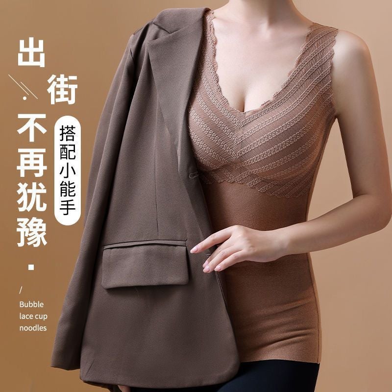 Popular Underwear Women'S Seamless German Velvet Plus Velvet Thermal Underwear Vest With Chest Pad For - Image 2