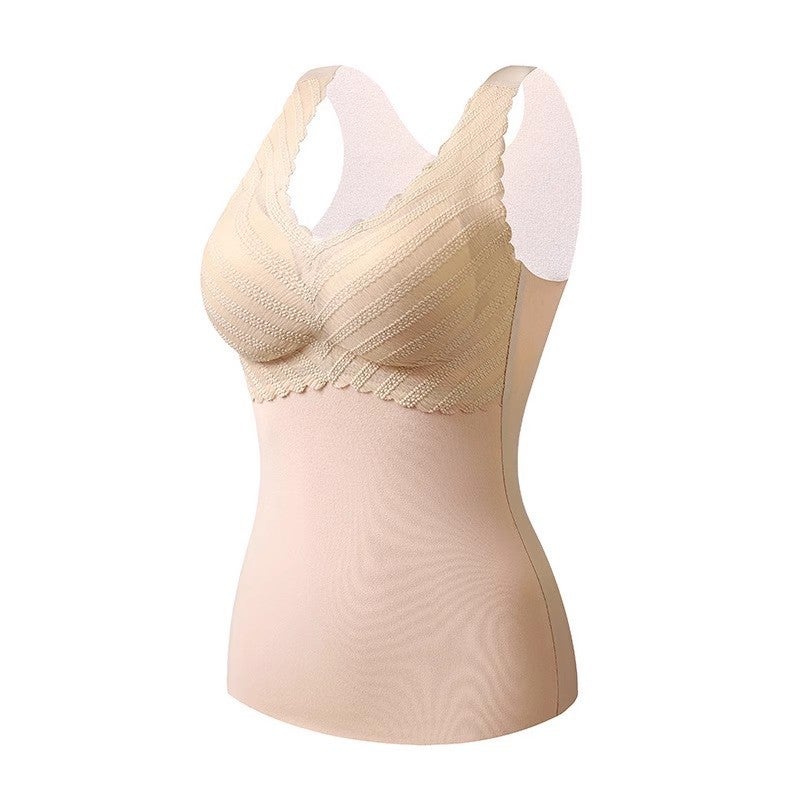 Popular Underwear Women'S Seamless German Velvet Plus Velvet Thermal Underwear Vest With Chest Pad For - Image 1