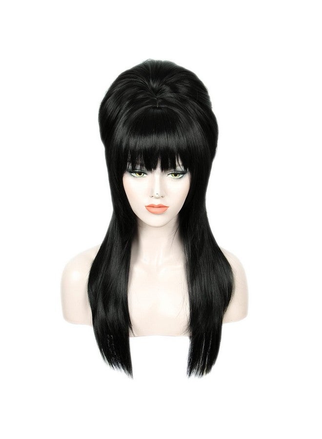 لينفيري باروكة شعر مستعار طويل مستقيم أسود من لينفيري، باروكة شعر مستعار كبيرة منتفخة على شكل خلية نحل للنساء، تناسب أزياء الخمسينيات والثمانينيات - Image 1
