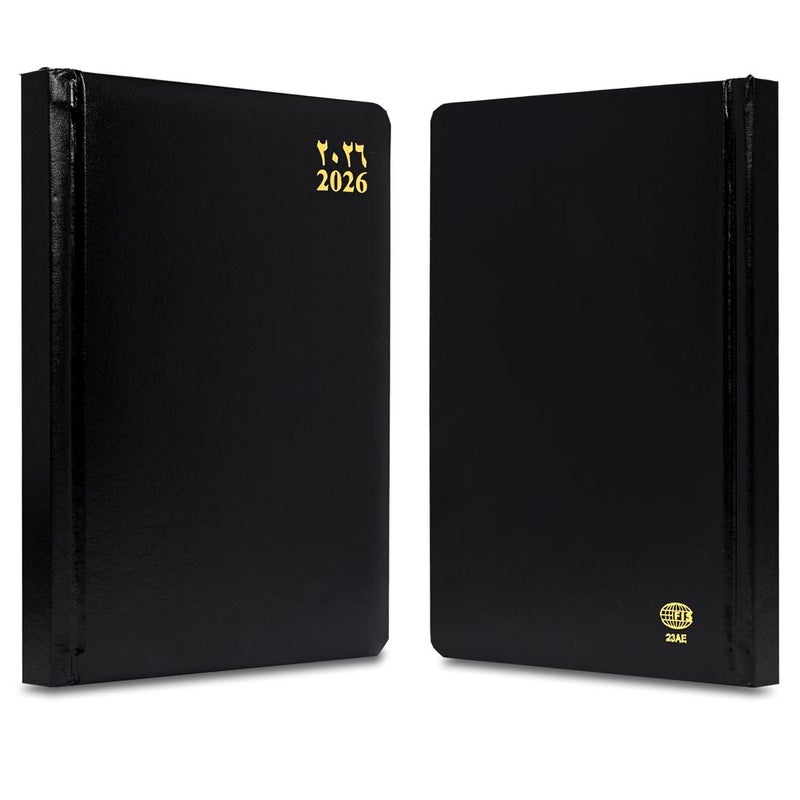 FIS 2026 A5 Diary, 148x210mm, 1 Side Padded Vinyl Cover with Round Corners, 1 Day a Page Format, Arabic/English, 60gsm White Paper, Black Cover-FSDI23AE26BK - Image 2
