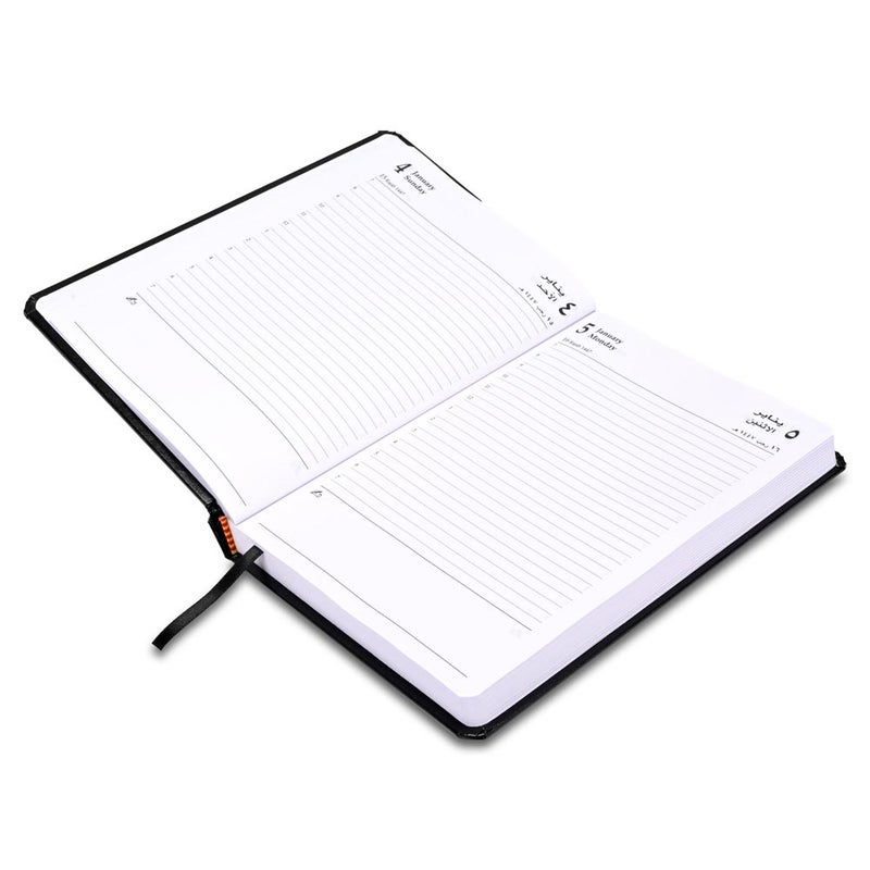 FIS 2026 A5 Diary, 148x210mm, 1 Side Padded Vinyl Cover with Round Corners, 1 Day a Page Format, Arabic/English, 60gsm White Paper, Black Cover-FSDI23AE26BK - Image 3