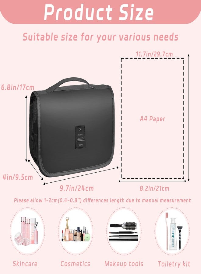 YEMEDA Toiletry Bag Travel Bag with Hanging Hook, Waterproof Capacity Hanging Multifunctional Makeup Bag for Toiletries, Portable Cosmetic Bag Travel Organizer for Women and Men(Black Pure) - Image 2