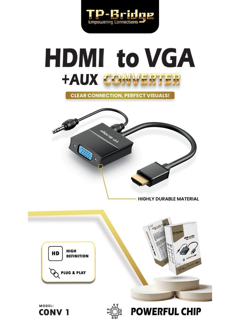 TP-Bridge HDMI to VGA + AUX Converter – Model: CONV 1  - Image 2
