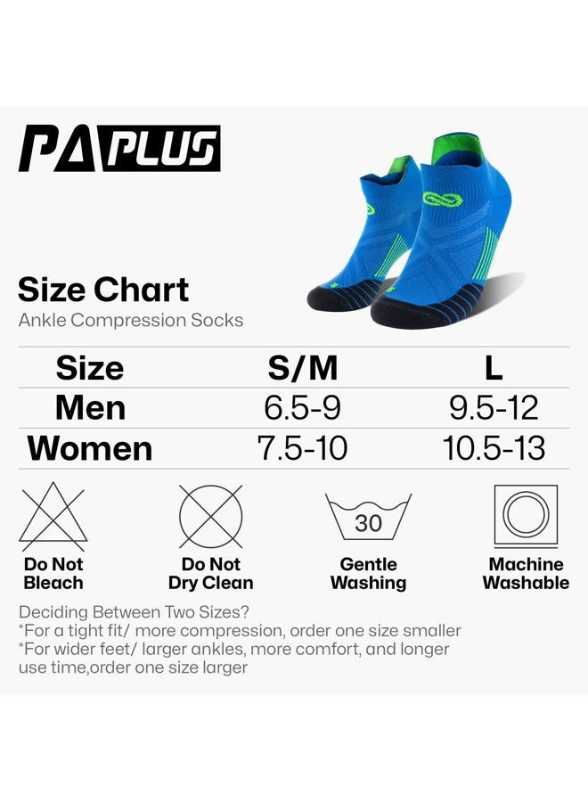 PAPLUS No Show Compression Socks for Men and Women, Low Cut Running Ankle Socks with Arch Support for Plantar Fasciitis, Cyling, Athletic, Flight, Travel, Nurses - Image 3