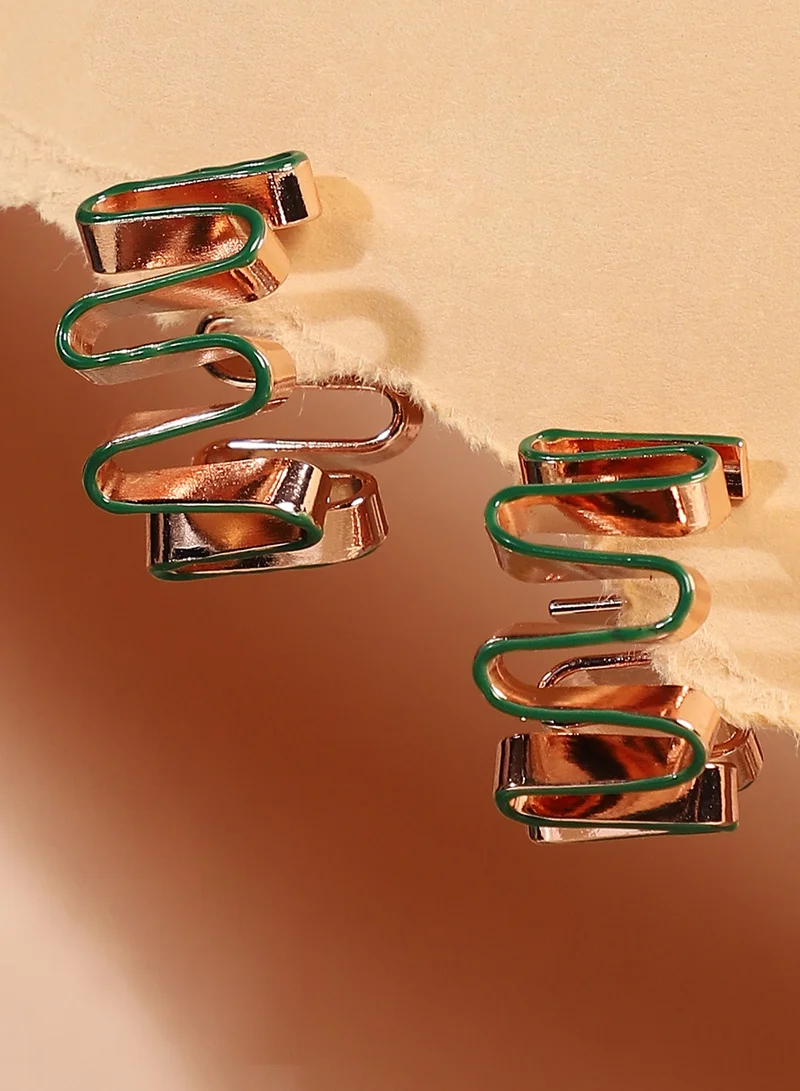 SOHI SOHI Women The Enamel-Coil Hoop Earrings | Shamrock Green & Rose  Colour | One-Size | Metallic Alloy Material | Push Back Closure | Earrings For Casual & Evening Wear