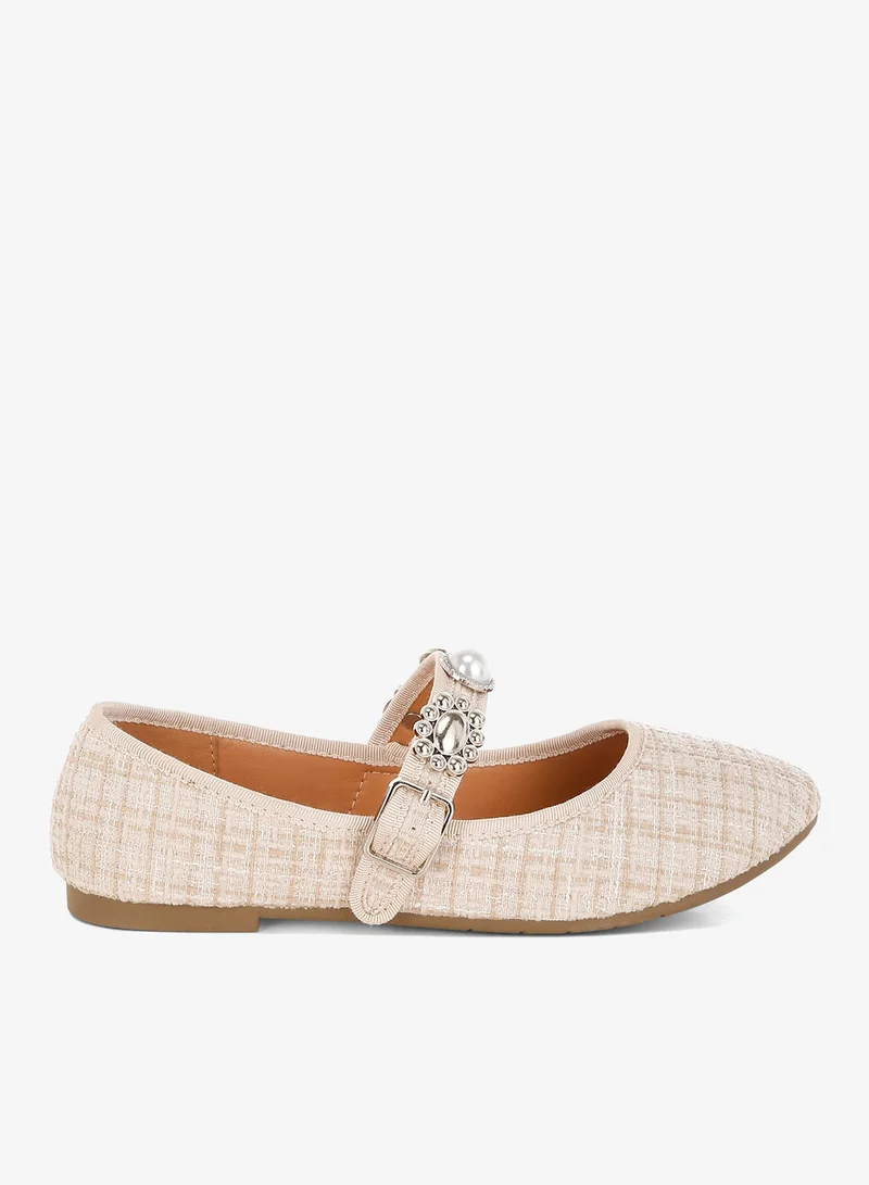 London Rag Women's Charms Embellished Tweed Mary Janes In Beige