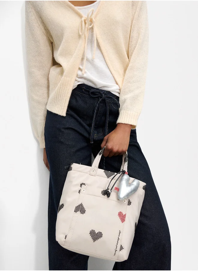 PARFOIS Color Block Tote Bag With Pendant