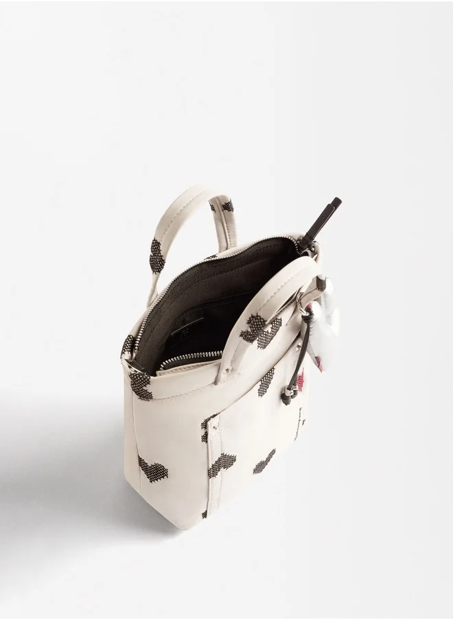 PARFOIS Color Block Tote Bag With Pendant