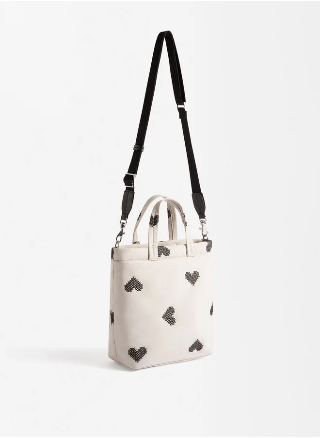 PARFOIS Color Block Tote Bag With Pendant