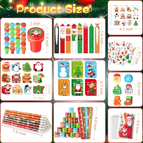 BenLouis Christmas School Stationery Set Party Favors Xmas Classroom Gift Prizes Bulk for Students Kids Holiday Stockings Pinata Filler School Goodie Bag Stuffers Decor48set Christmas - Image 5