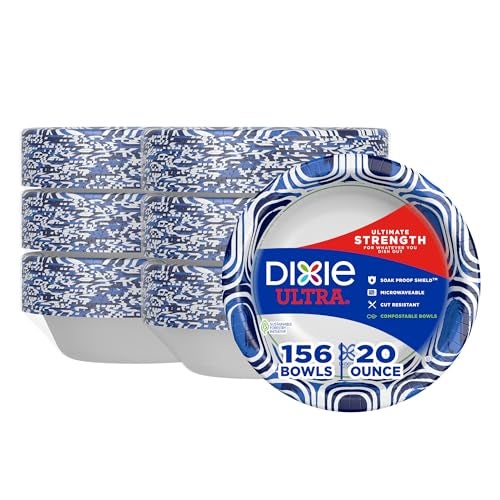 Dixie Ultra Large Paper Bowls 20 Oz 26 Count Pack of 6 Microwave Safe Compostable Disposable Bowls Great For Breakfast Lunch And Dinner Meals