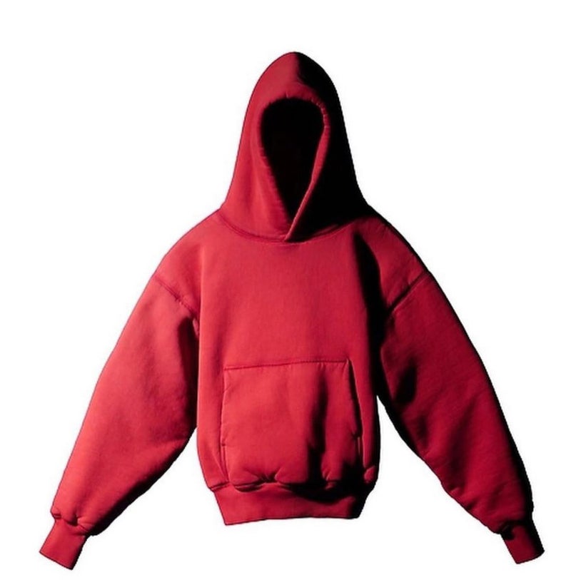 Generic Kanye Heavyweight Fleece Hoodie Blue Streetwear Red