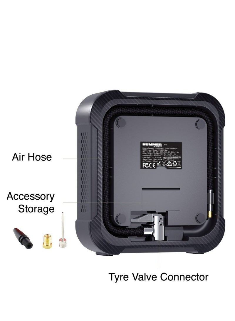 Hummer 2×1 Air Compressor & Car Battery Jump Starter, 2000mAh - H10T - Image 5