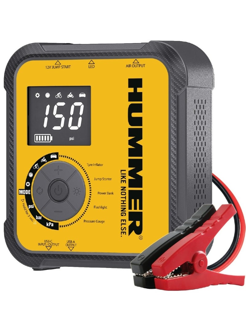 Hummer 2×1 Air Compressor & Car Battery Jump Starter, 2000mAh - H10T - Image 1