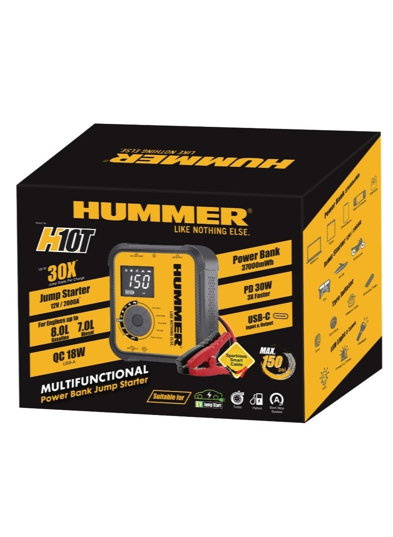 Hummer 2×1 Air Compressor & Car Battery Jump Starter, 2000mAh - H10T - Image 3