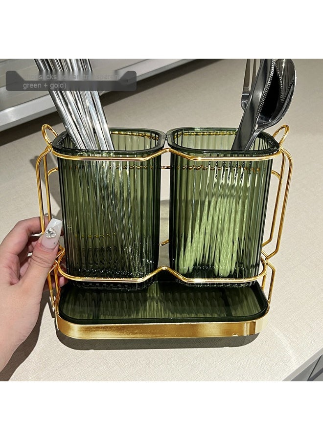 Wall-Mounted Cutlery Organizer for Home - Features a Storage Rack for Chopsticks and Spoon, Suitable for Kitchen Countertop, with Draining and Drying Function.