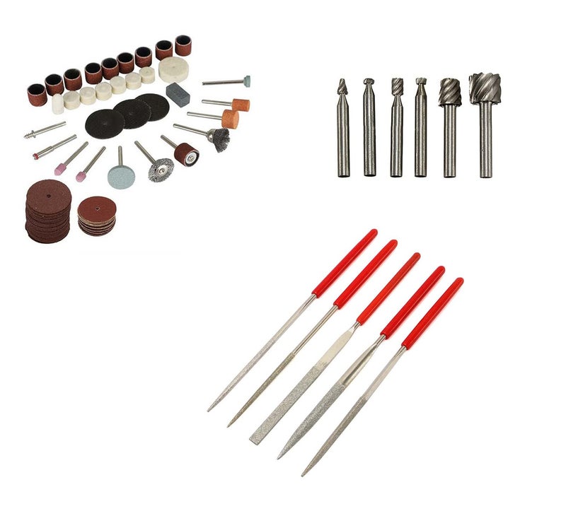 Digital Craft Rotary Tool Die Grinder Accessory Kit DIY Crafts Kit All in One Items DIY Works 105Pc Rotary Tools Set6Pc HSS Rotary Burs Set5Pc Diamond file Set