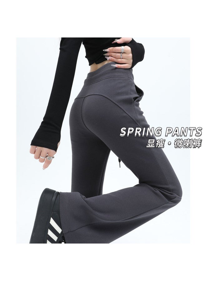 Hstyle High Waist Flared Pants Women 2025 Spring Trendy Patchwork Waistband Casual Slimming Versatile Flare Pants For Work - Image 2