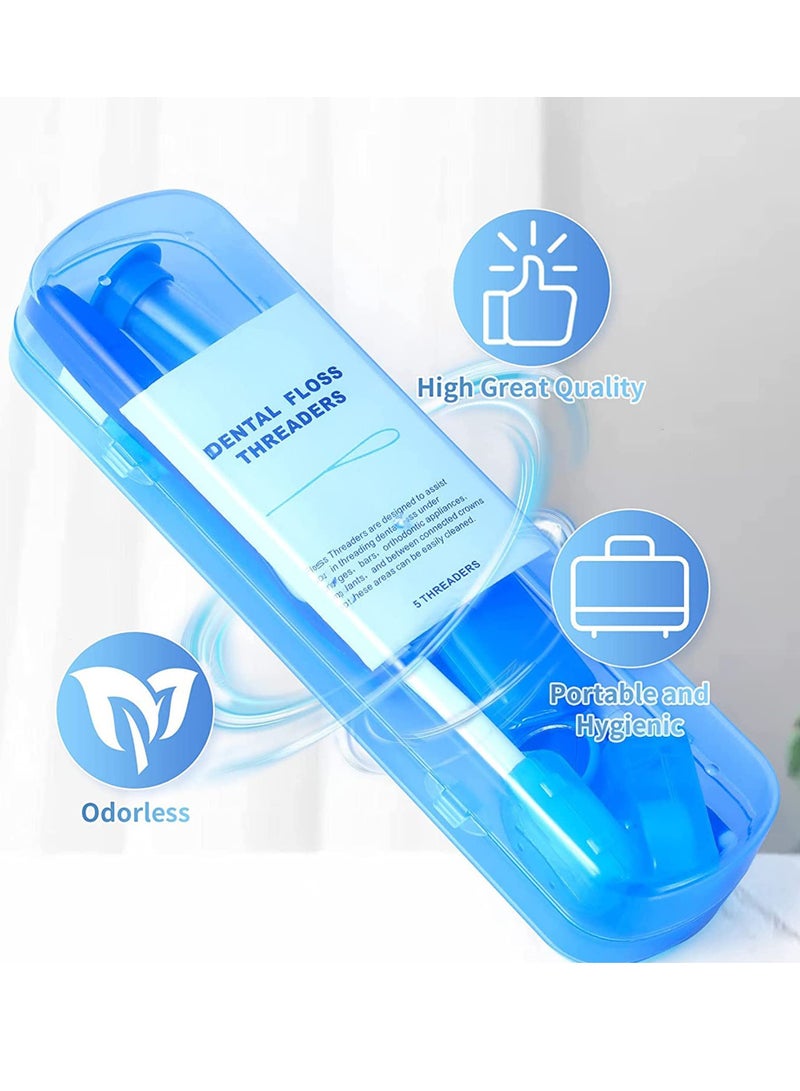 KASTWAVE Orthodontic Care Kit, 8 Pack Portable Orthodontic Cleaning Braces Kit Oral Mirror Interdental Brush Dental Floss Dental Wax Oral Care Travel Set(Blue) - Image 2