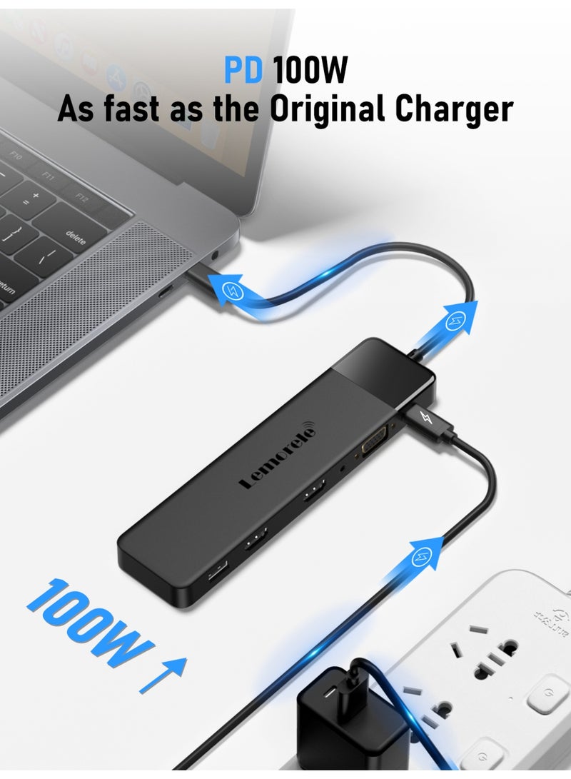 Lemorele TC200 13-in-1 USB-C Hub with Dual HDMI, VGA & PD 100W, USB Dock Station Designed for Laptops and Tablets - Image 2