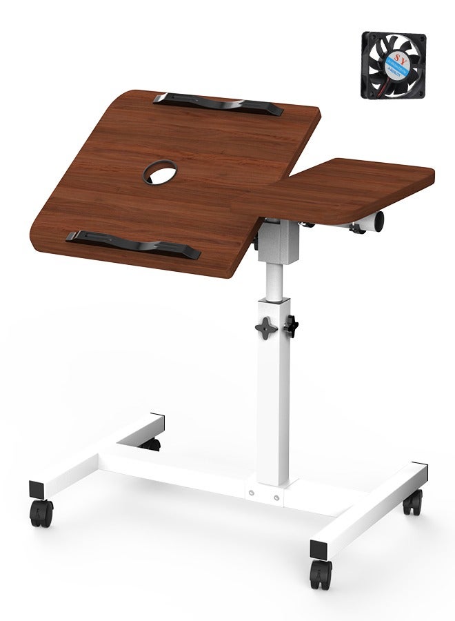 Snooe Overbed Bedside Desk Mobile Rolling Laptop Stand, Height ...
