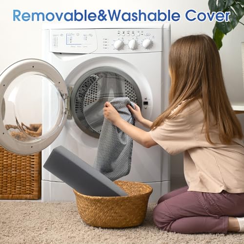 TranquilRelax وسادة الركبة TranquilRelax للنوم على الظهر، وسادة بولستر نصف دائرية من رغوة الذاكرة للساقين، دعم تحت الركبة، راحة الكاحل والقدم، وسادة طبية للنائمين على الجانب (رمادي، 20.4" x 8" x 4.9") - Image 4
