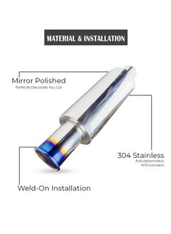 WINCA Winca Exhaust Muffler, 2.5" Inlet Outlet Exhaust Tip Pipe 63mm Stainless Steel Universal Exhaust Muffler for Most Cars, Sedans, and Trucks (127 FH 40)  - Image 2