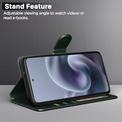 Pikkme Flip Cover for Motorola Moto G86 Power 5G Leather Finish | Inside TPU with Card Pockets | Wallet Stand and Shock Proof | Complete Protection Flip Case(Green) - Image 3