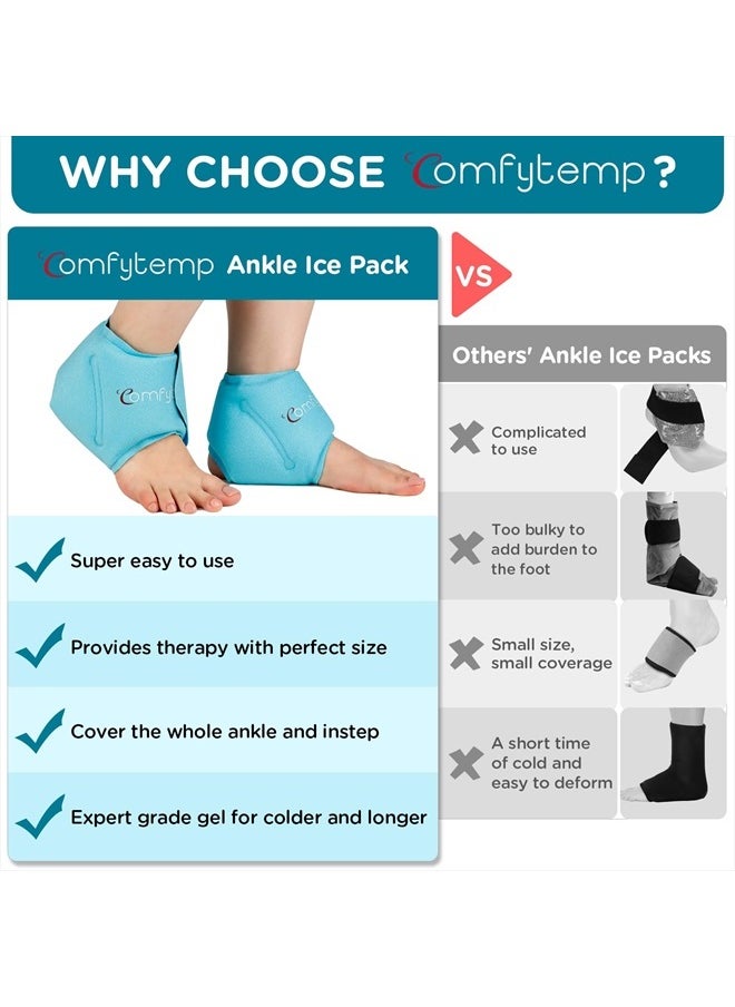 Comfytemp Ankle Ice Pack Wrap for Swelling, Plantar Fasciitis, Foot Pain Relief, FSA HSA Eligible, Gel Packs for Injuries Reusable, Hot Cold Compression for Achilles Tendonitis, Sprain Ankles, 2 Packs  - Image 3