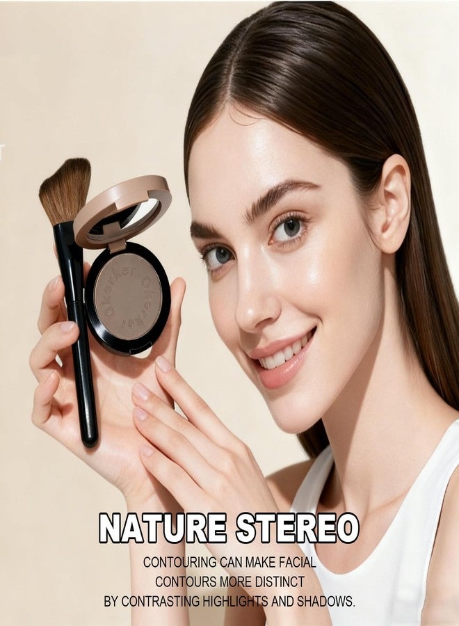 Okerker Cool Toned Contour Palette with Wavy Bristles Brush, Grey Powder - Image 3