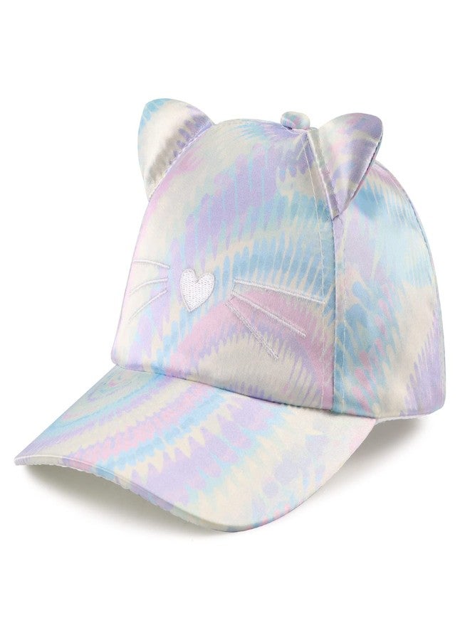 Zsedrut Girls Baseball Cap Kids Cute Sun Hat Adjustable Trucker Hats Toddler Rainbow Floral Ponytail Caps Spring Summer (Rainbow Cat, 4-8 Years) - Image 1