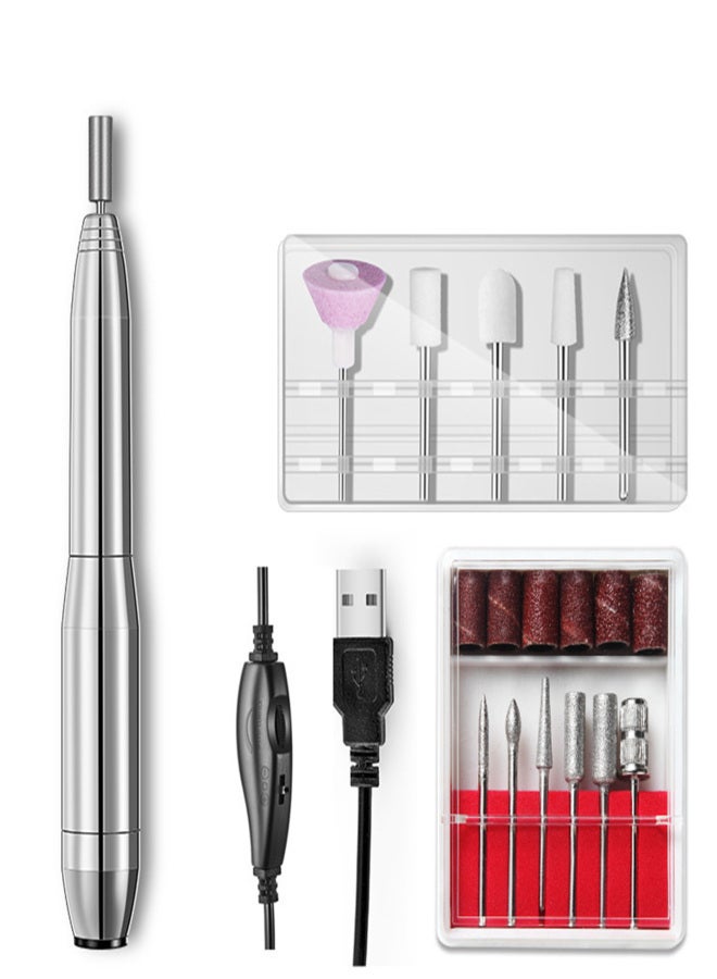 Aluminum Alloy Nail Polishers Nail Remover USB Electric Sanding Pen Remove Nail Polish Grinder - Image 1