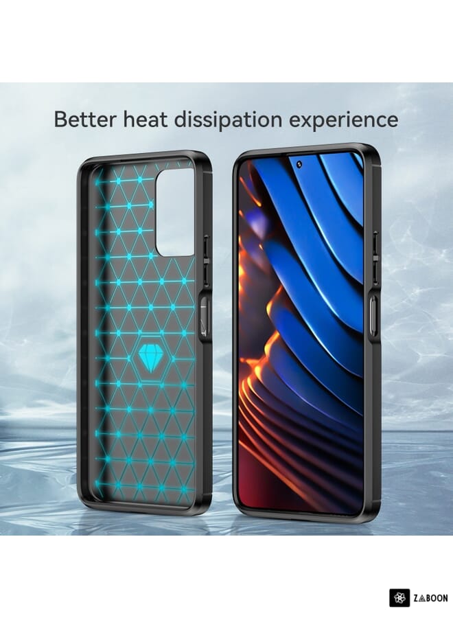 زبون حافظة هاتف من ألياف الكربون TPU لهاتف Xiaomi Poco X3 GT (أسود) - Image 3