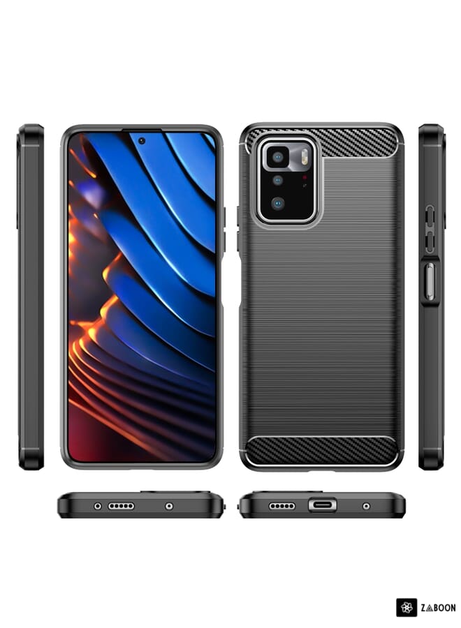 زبون حافظة هاتف من ألياف الكربون TPU لهاتف Xiaomi Poco X3 GT (أسود) - Image 2