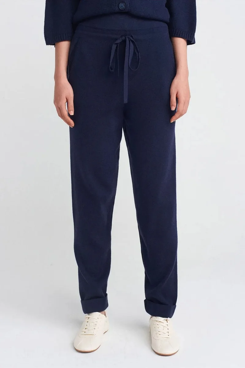 Dilvin Navy Blue DILVIN Women’s Lurex Knit Jogger Pants for Women | Best Price UAE
